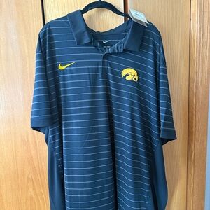 Nike Men's Black and Yellow Striped Polo Shirt